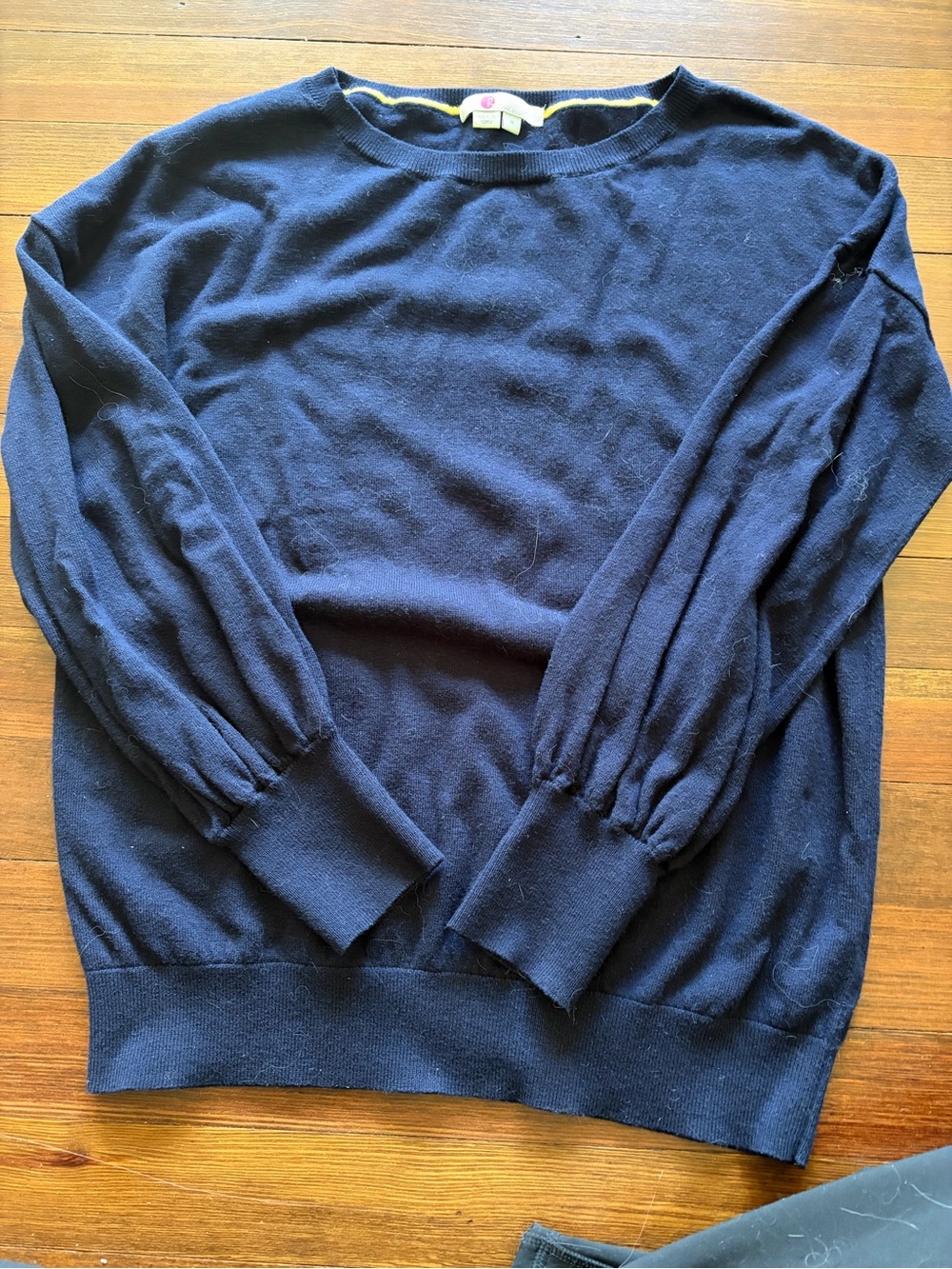 Boden Soft Navy Sweater with gathered cuffs